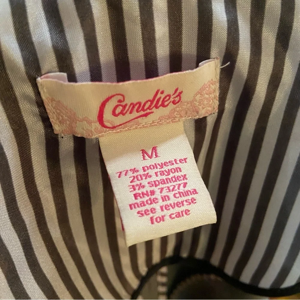 Vintage Candies Gray Cropped Satin Pinstripe Cuffs Blazer Y2K Size Medium - Picture 9 of 10